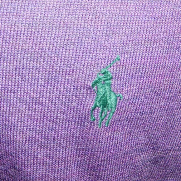 Polo Ralph Lauren Mens LT Large Tall Purple V Neck Merino Wool Light Sweater - Picture 5 of 8